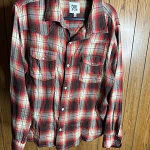 Paper Denim & Cloth Red and Brown Plaid Shirt